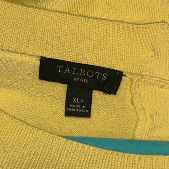 Talbots butter light yellow short raglan sleeve sweater top woman's size XLP - Picture 5 of 6
